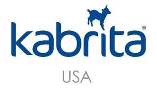 The image features the Kabrita USA logo, perfect for any baby formula podcast. It consists of the word "kabrita" in blue lowercase letters with a small blue goat silhouette above the letter "i". Below, "USA" is written in smaller gray letters.
