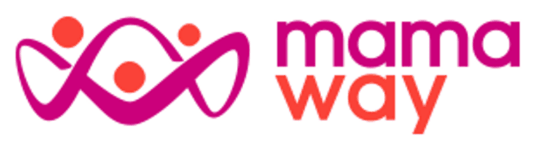 The image shows the Mamaway logo, featuring a stylized design with three interconnected pink and orange circular shapes on the left and the word "Mamaway" in vibrant, lowercase letters to the right.